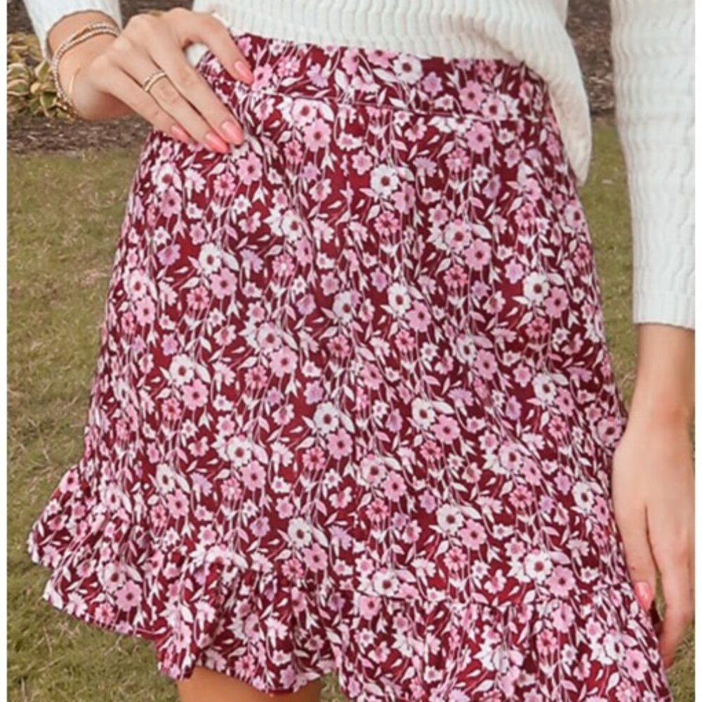 Cupshe Ditsy Floral Print Ruffled Mini Skirt NWT